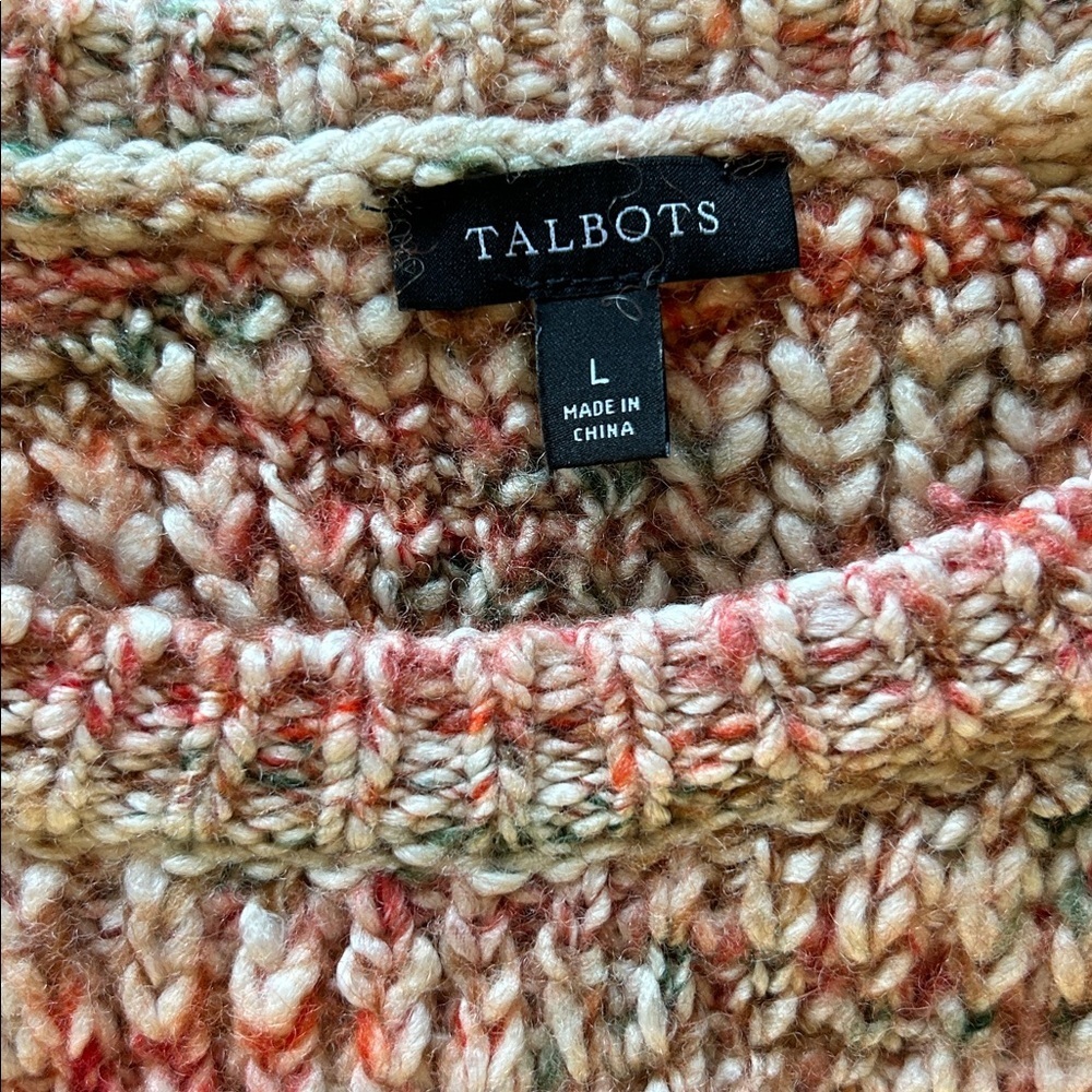 Talbots crewneck wool blend fall sweater women’s large open knit detail - Picture 2 of 7